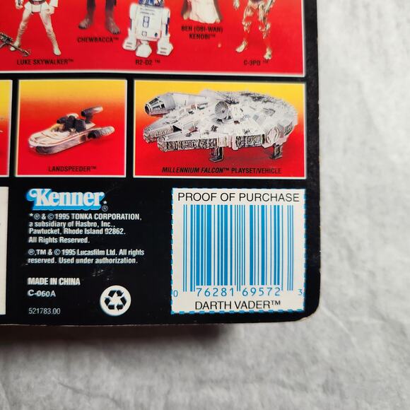 Star Wars Darth Vader Power Of The Force 1995 Red Card Long Lightsaber New - Picture 8 of 10